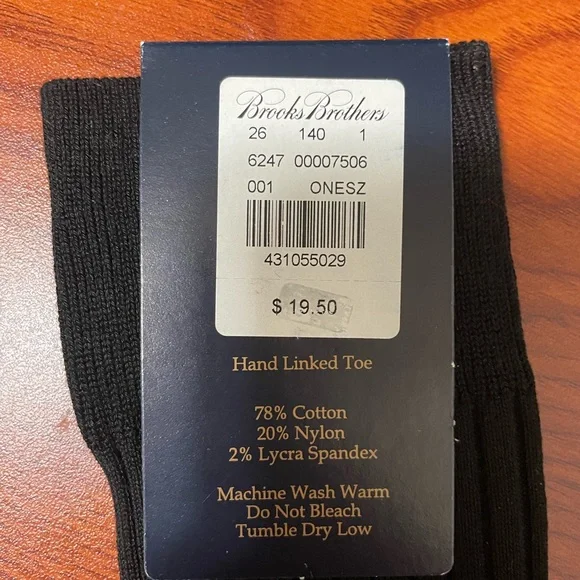 Brooks Brothers Black Crew Socks - Picture 4 of 4